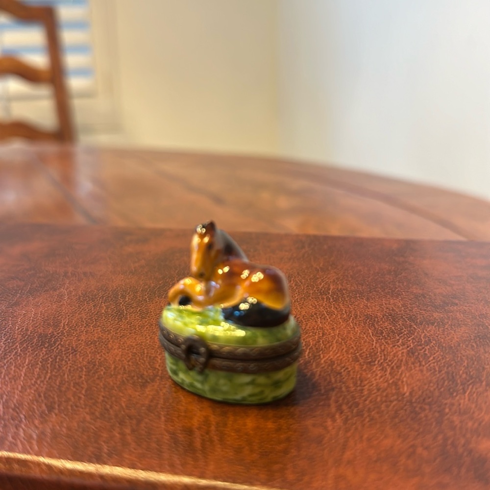 Limoges Box. Foal in Grass. Hand Painted.